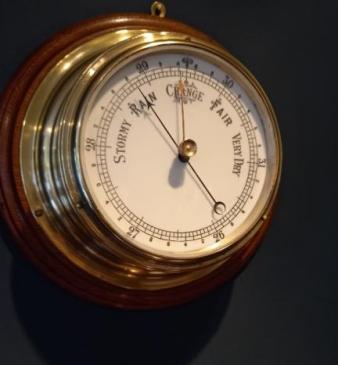 Antique Polished Brass Bulkhead Marine Barometer