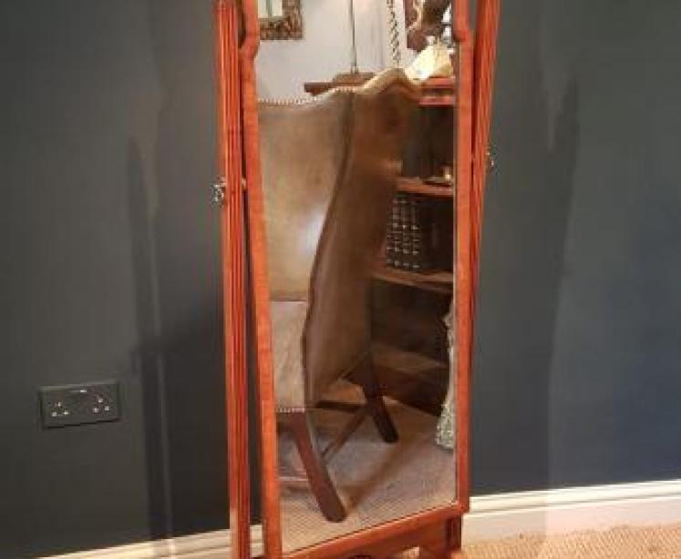 Edwardian Walnut Cheval Mirror - Image 1