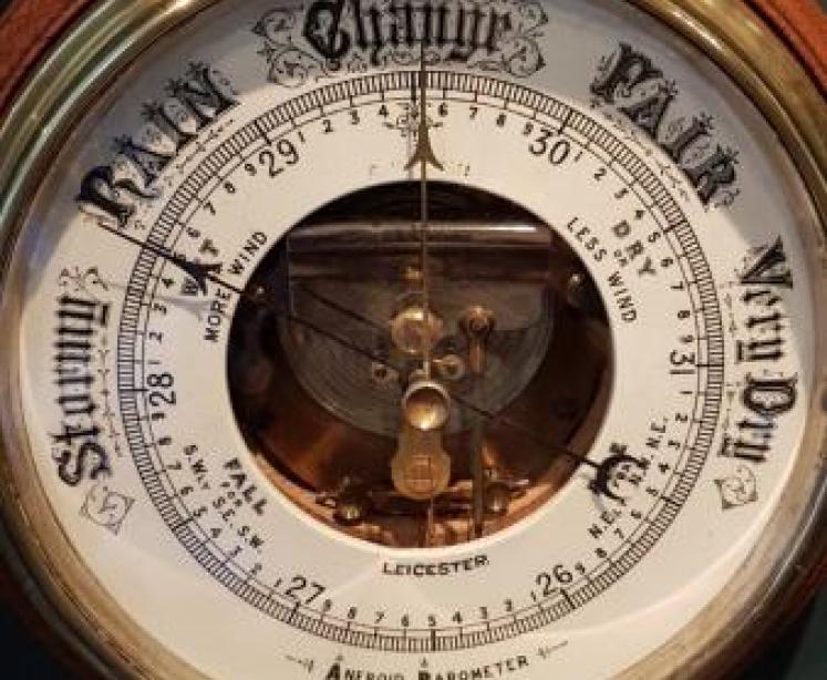 Victorian Carved Oak Banjo Barometer with Skeletonised Movement - Image 4