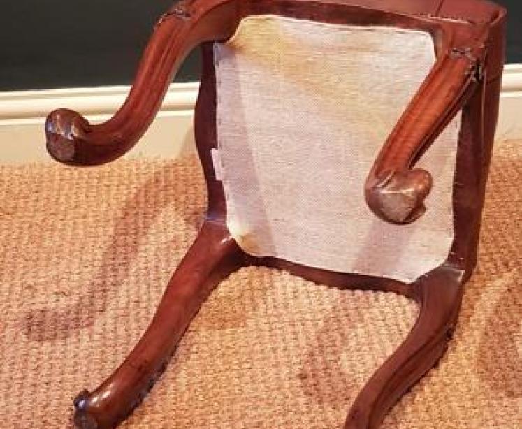 Antique Rosewood Cabriole Leg Leather Top Stool - Image 3