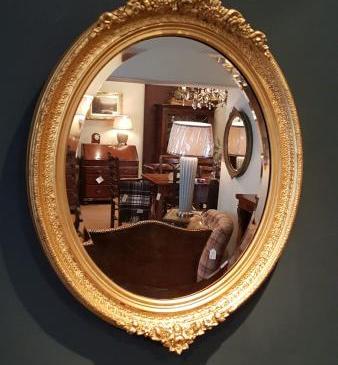 Victorian Oval Timber Gilt Mirror