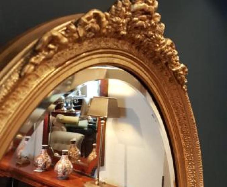 Victorian Oval Timber Gilt Mirror - Image 5