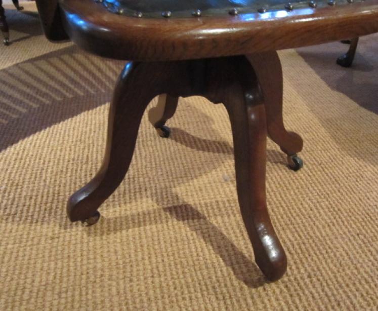 Top Quality Victorian Polished Oak Desk Armchair - Image 3