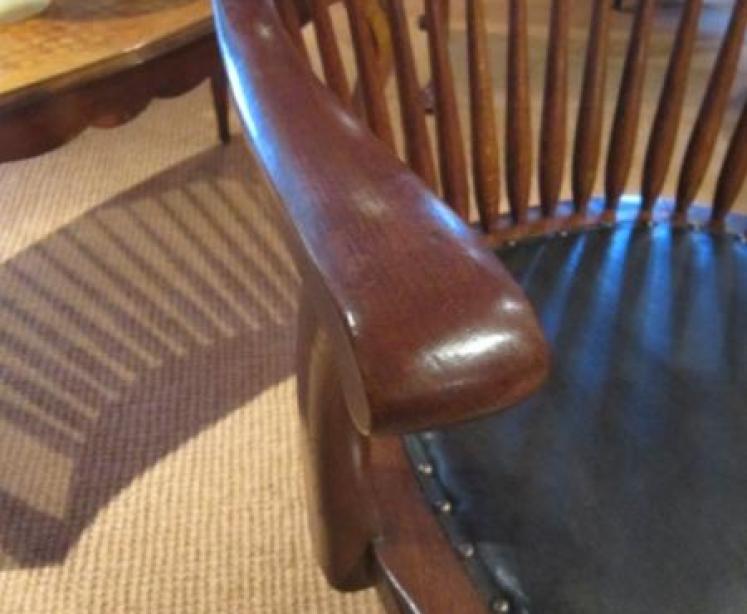 Top Quality Victorian Polished Oak Desk Armchair - Image 4