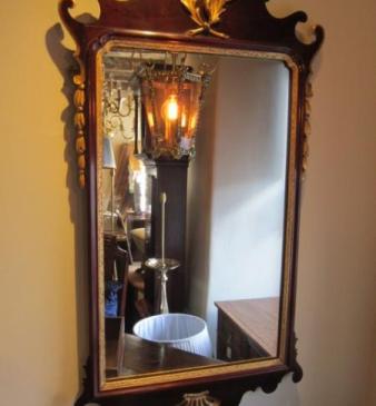 Impressive George III Period Mahogany Fretted Wall Mirror