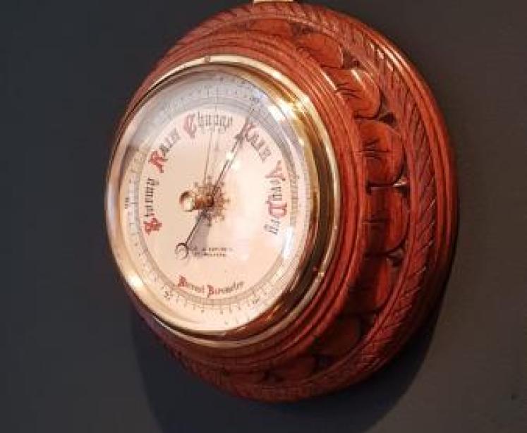 Victorian Oak Porcelain Dial Barometer - Image 4