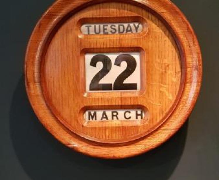 Edwardian Solid Oak Perpetual Wall Calendar - Image 1
