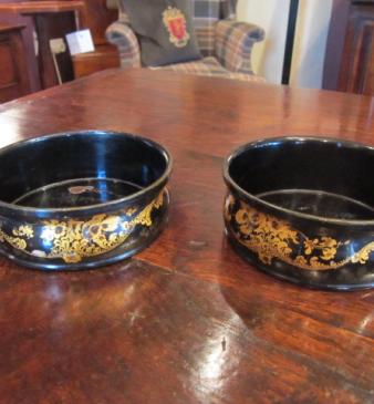 Pair of Regency Paper Mache Large Wine Coasters