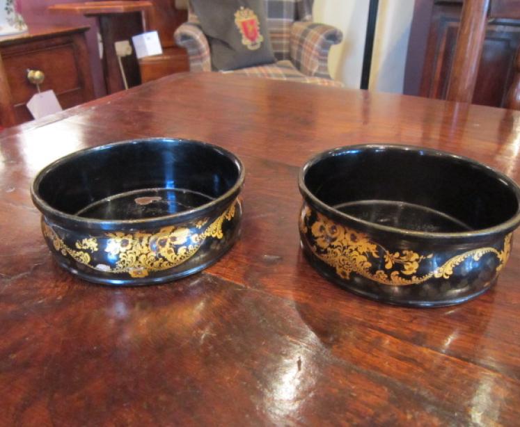 Pair of Regency Paper Mache Large Wine Coasters - Image 1