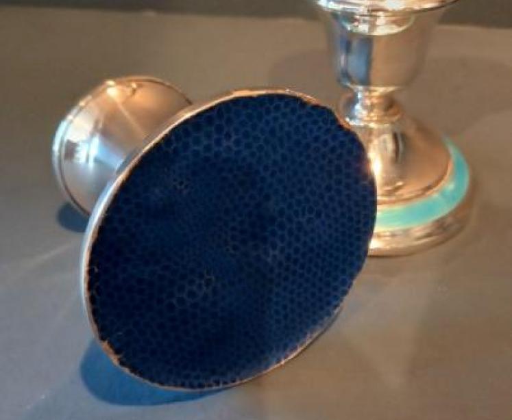 Pair of George V Period Silver & Enamel Candlesticks - Image 4