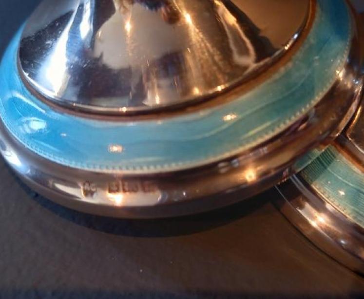 Pair of George V Period Silver & Enamel Candlesticks - Image 7