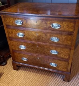 Small Mid Victorian Burr Walnut Chest of Drawers