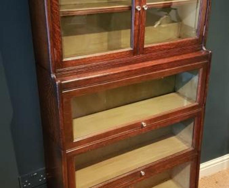  Original Edwardian Solid Oak Barristers Bookcase - Image 2