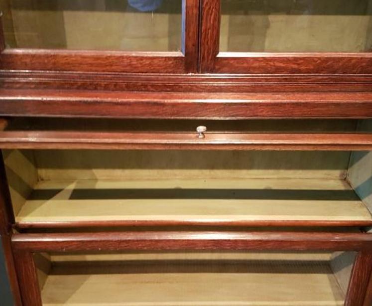  Original Edwardian Solid Oak Barristers Bookcase - Image 3