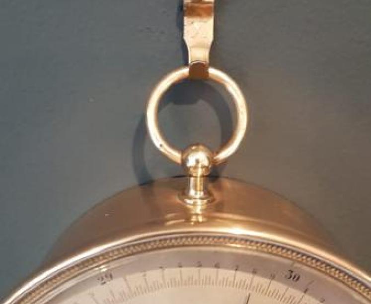 Quality Victorian Marine Barometer with Crescent Thermometer - Image 4