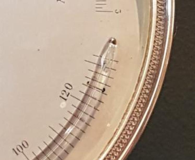 Quality Victorian Marine Barometer with Crescent Thermometer - Image 6