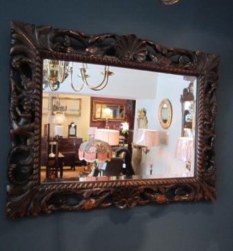 Superb Mid 19th Century Walnut Carved Mirror
