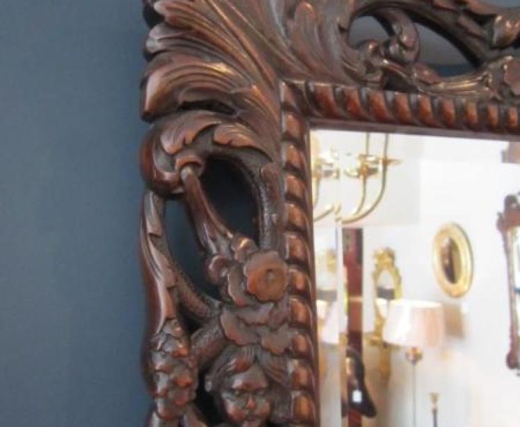 Superb Mid 19th Century Walnut Carved Mirror - Image 3