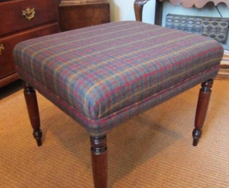 Early Victorian Upholstered Mahogany Legged Stool - Image 1