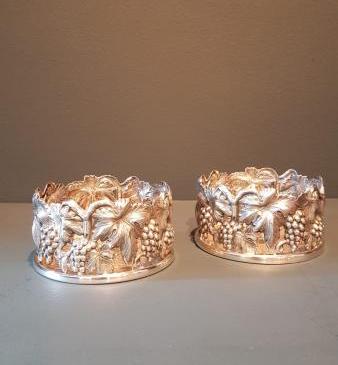 Superb Pair of Solid Silver Wine Coasters