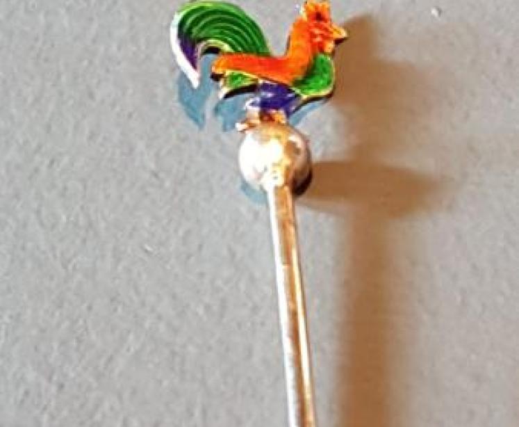 Silver and Enamel Cockerel Topped Olive Cocktails Set - Image 6