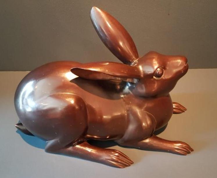 Superb Pair of Bronze Hares - Image 2