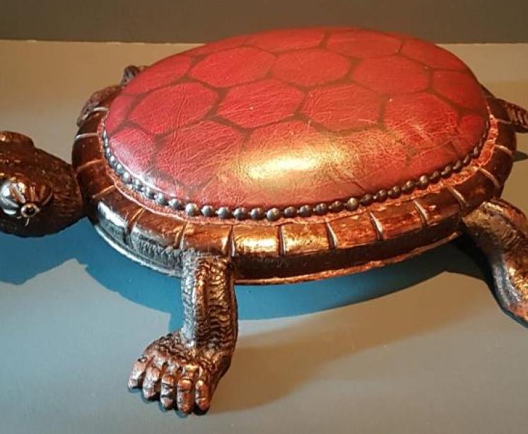 Victorian Carved Walnut Turtle Foot Stool - Image 2