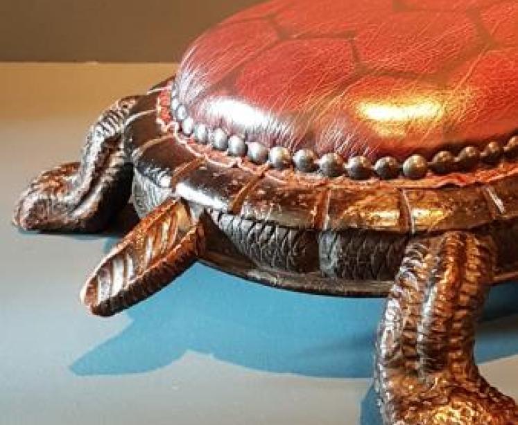 Victorian Carved Walnut Turtle Foot Stool - Image 6