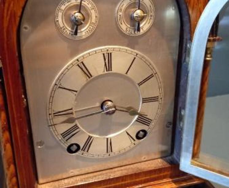 Antique Oak & Fruitwood Ting Tang Striking Mantel Clock - Image 2