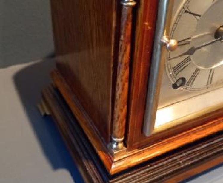 Antique Oak & Fruitwood Ting Tang Striking Mantel Clock - Image 3