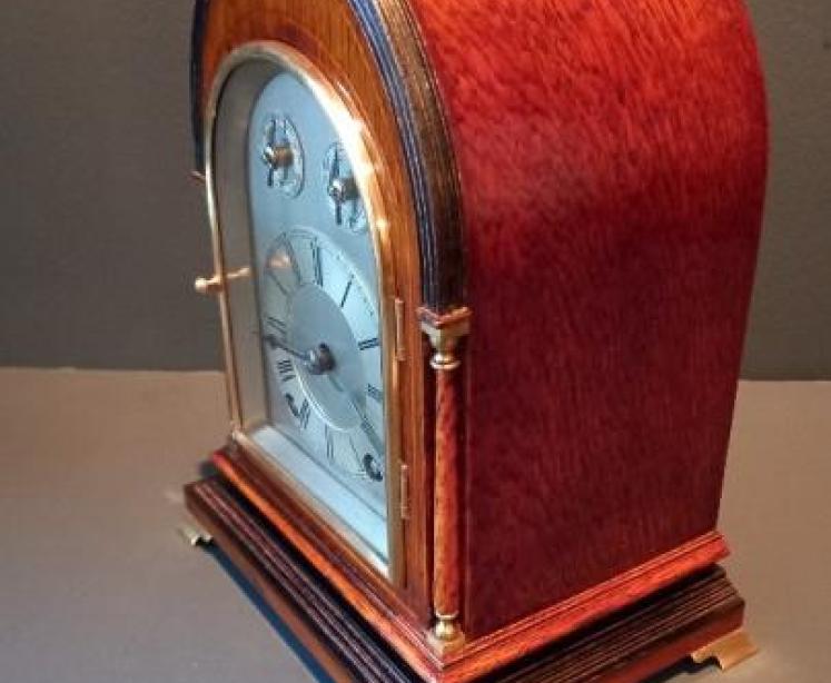 Antique Oak & Fruitwood Ting Tang Striking Mantel Clock - Image 4