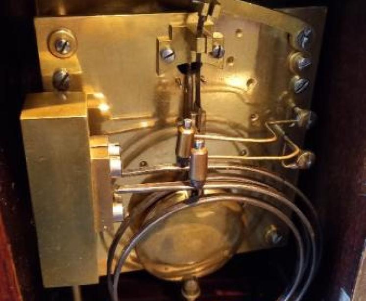 Antique Oak & Fruitwood Ting Tang Striking Mantel Clock - Image 5