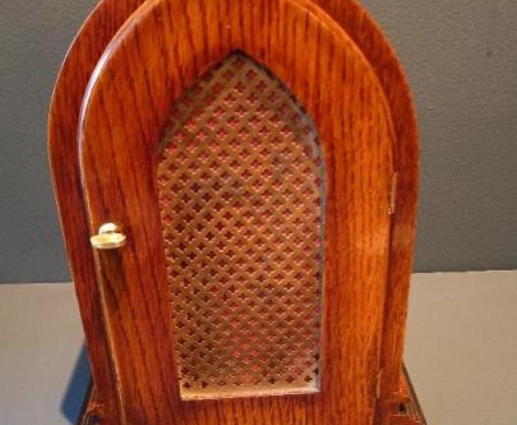 Antique Oak & Fruitwood Ting Tang Striking Mantel Clock - Image 6