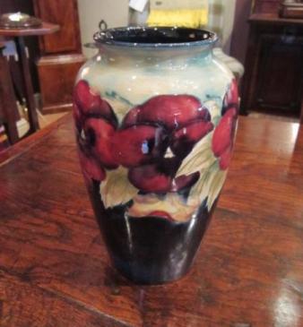 Early Moorcroft Pansy on Grey Top Vase