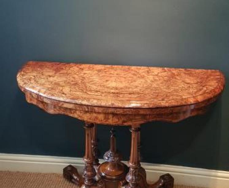 Fine Quality Victorian Inlaid Walnut Gaming Table - Image 1