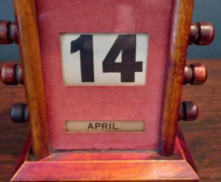 Small Antique Walnut Perpetual Desk Calendar - Image 6