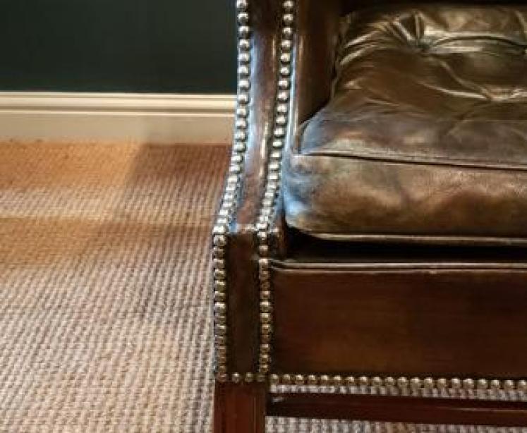 Original 1920's Antique Leather Wing Back Arm Chair - Image 5