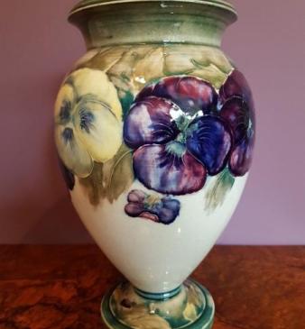 Early Moorcroft Pansy on Cream Vase