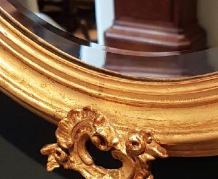 Quality Victorian Oval Timber Gilt Mirror - Image 6