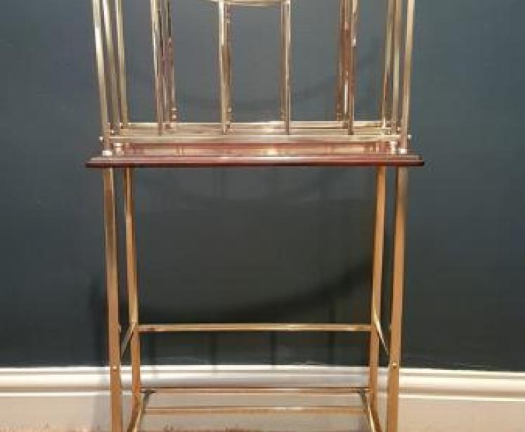 Edwardian Brass and Mahogany Magazine and Book Stand - Image 2