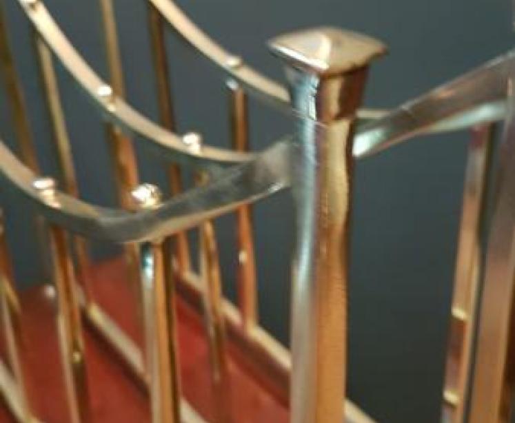 Edwardian Brass and Mahogany Magazine and Book Stand - Image 5