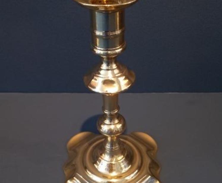 George III Period Seamed Brass Petal Shaped Candlesticks - Image 2