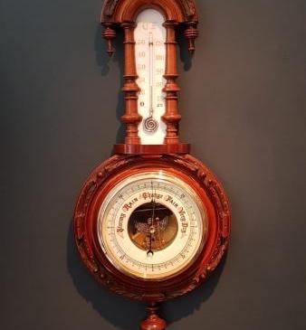 Victorian Pendant Mahogany Barometer with Thermometer