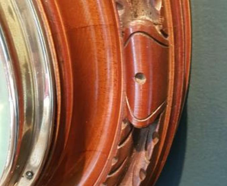 Victorian Pendant Mahogany Barometer with Thermometer - Image 4