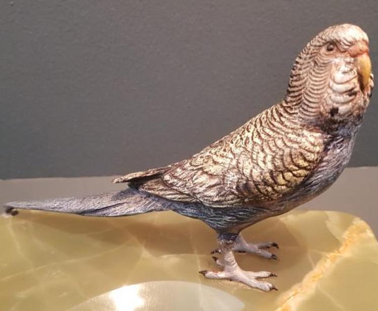 Cold Painted Bronze Budgerigar Desk Tidy - Image 2