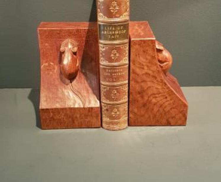 Pair of Mouseman Adzed Oak Bookends - Image 4