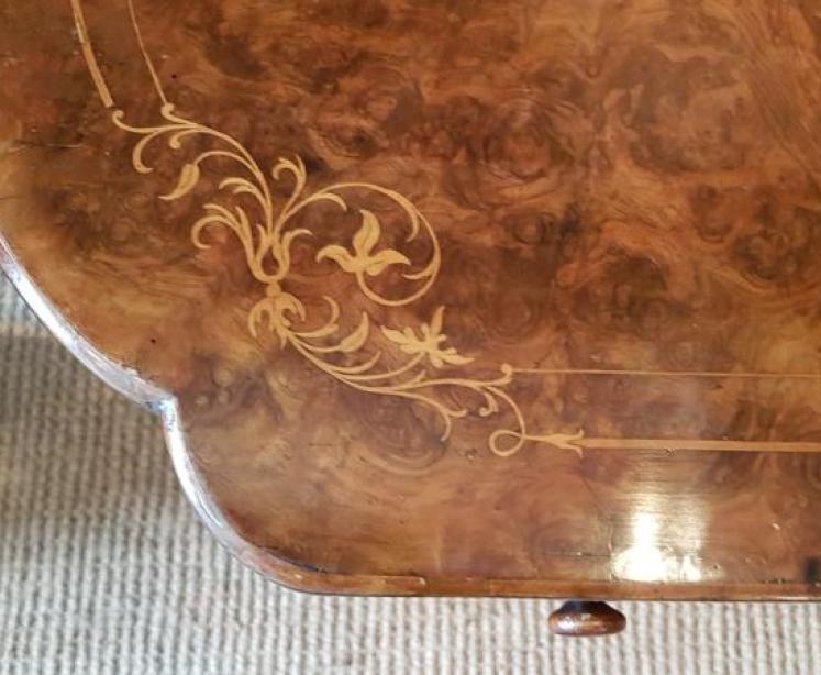 Victorian Burr Walnut Side Table - Image 5