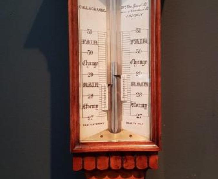 Victorian Burr Walnut Stick Barometer - Image 2