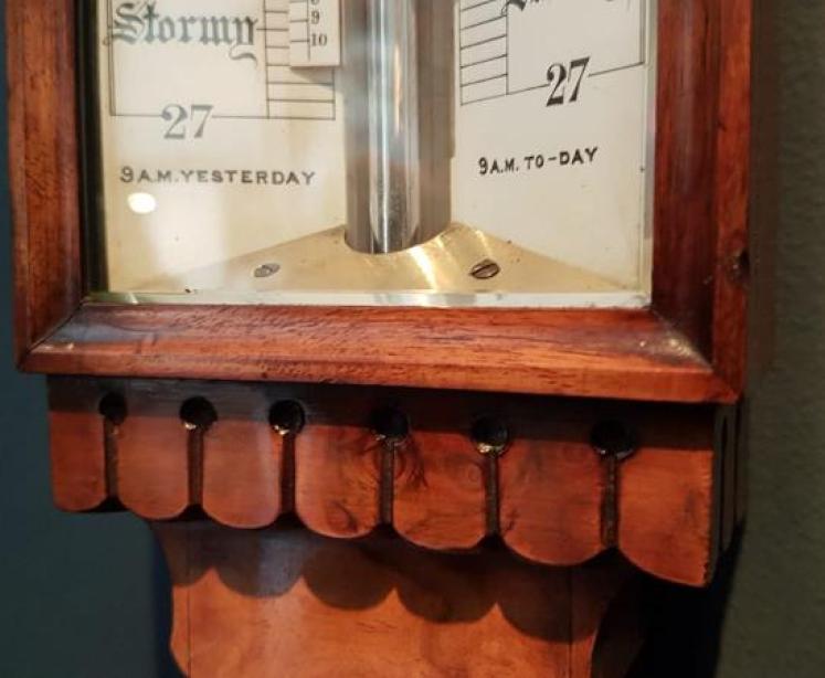 Victorian Burr Walnut Stick Barometer - Image 5