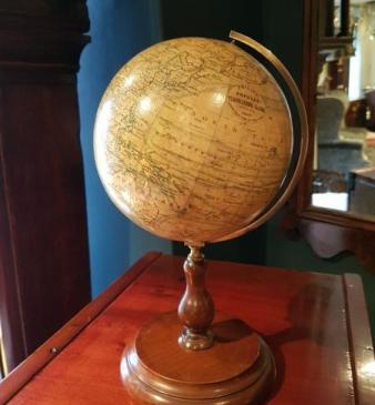 1920`s Phillips 6" Plaster Globe On Walnut Base